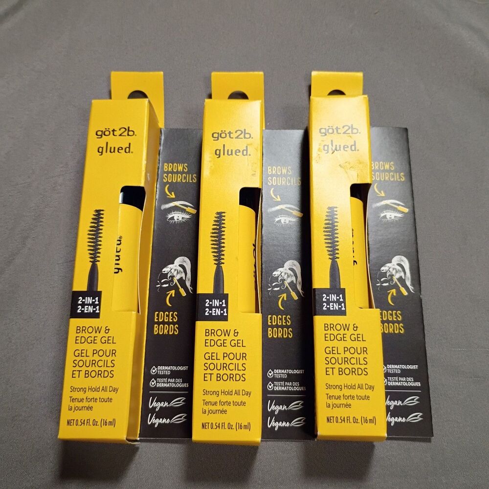 Three (3) GOT2B Glued 2 in 1 Brow & Edge Gel - Strong Hold Fast Drying Vegan